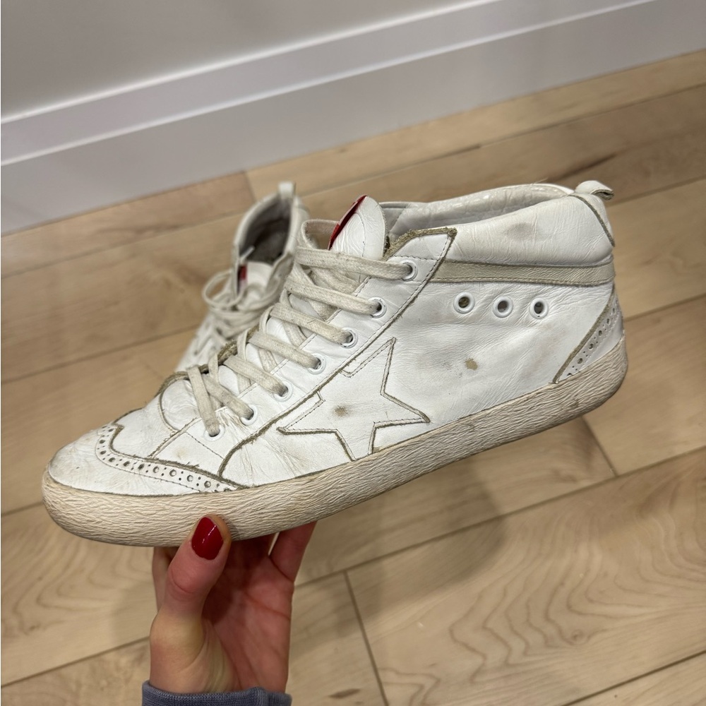 Men’s Golden Goose Midstar White High-Top Sneakers 44